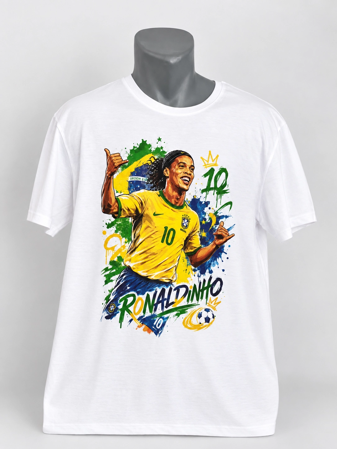 Fanúšikovské tričko Ronaldinho R10 – Brazília vs. Slovensko Legendy, biele